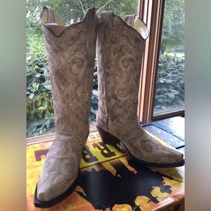NIB Sz9.5 LANE beige stitching boots women's